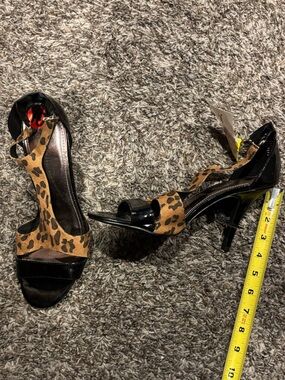 Secret Celebrity Leopard Print and Black Women's Dress Heels